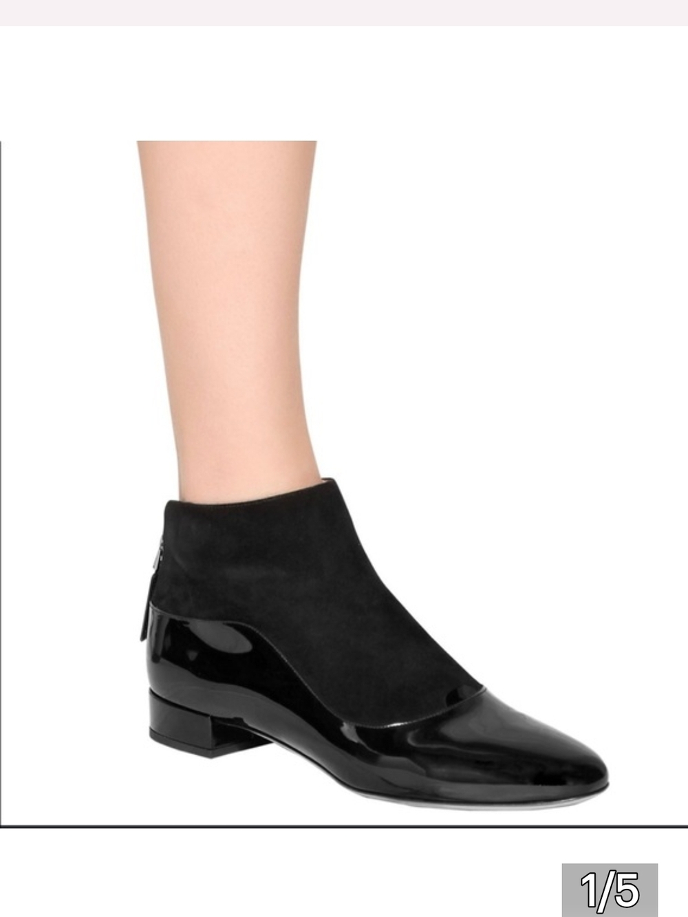 Giorgio Armani Black Patent & Suede Ankle Booties Size 7.5